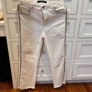 Liverpool Women's Cream Straight Leg Jeans with Black Trim